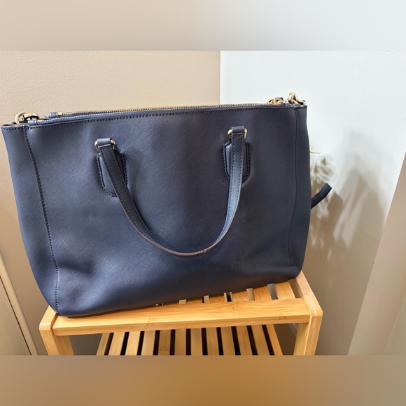 Kate Spade Navy Blue Leather Tote Bag - Picture 3 of 11